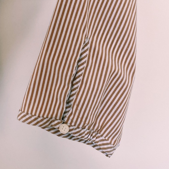 J. Crew Wrap Blouse White & Tan Stripes Waist Tie - Picture 7 of 16